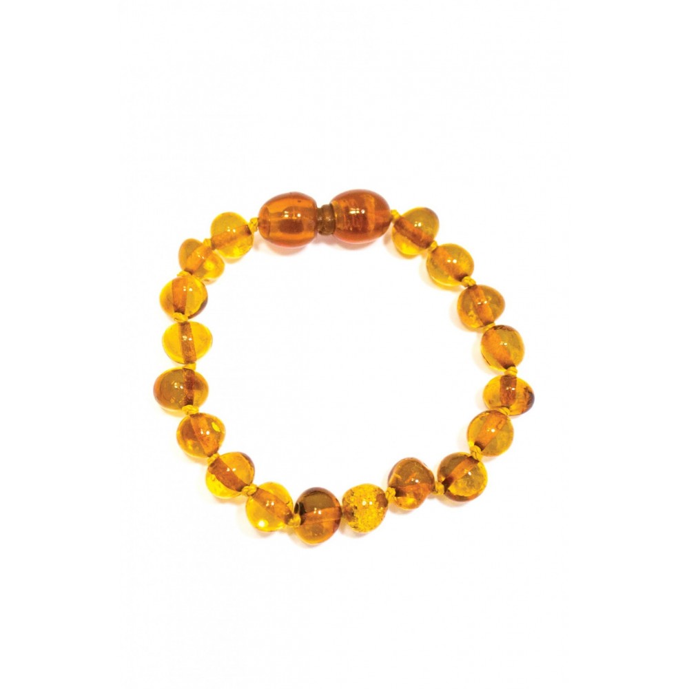 Bracelet d'ambre perles rondes miel