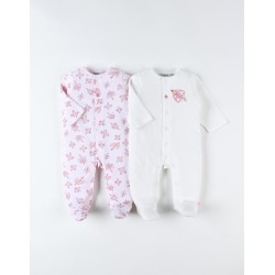 Set de 2 pyjamas -Little bird - rose/écru - Noukies