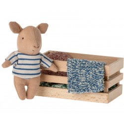 Bébé cochon dans sa caissette - Bleu - Maileg